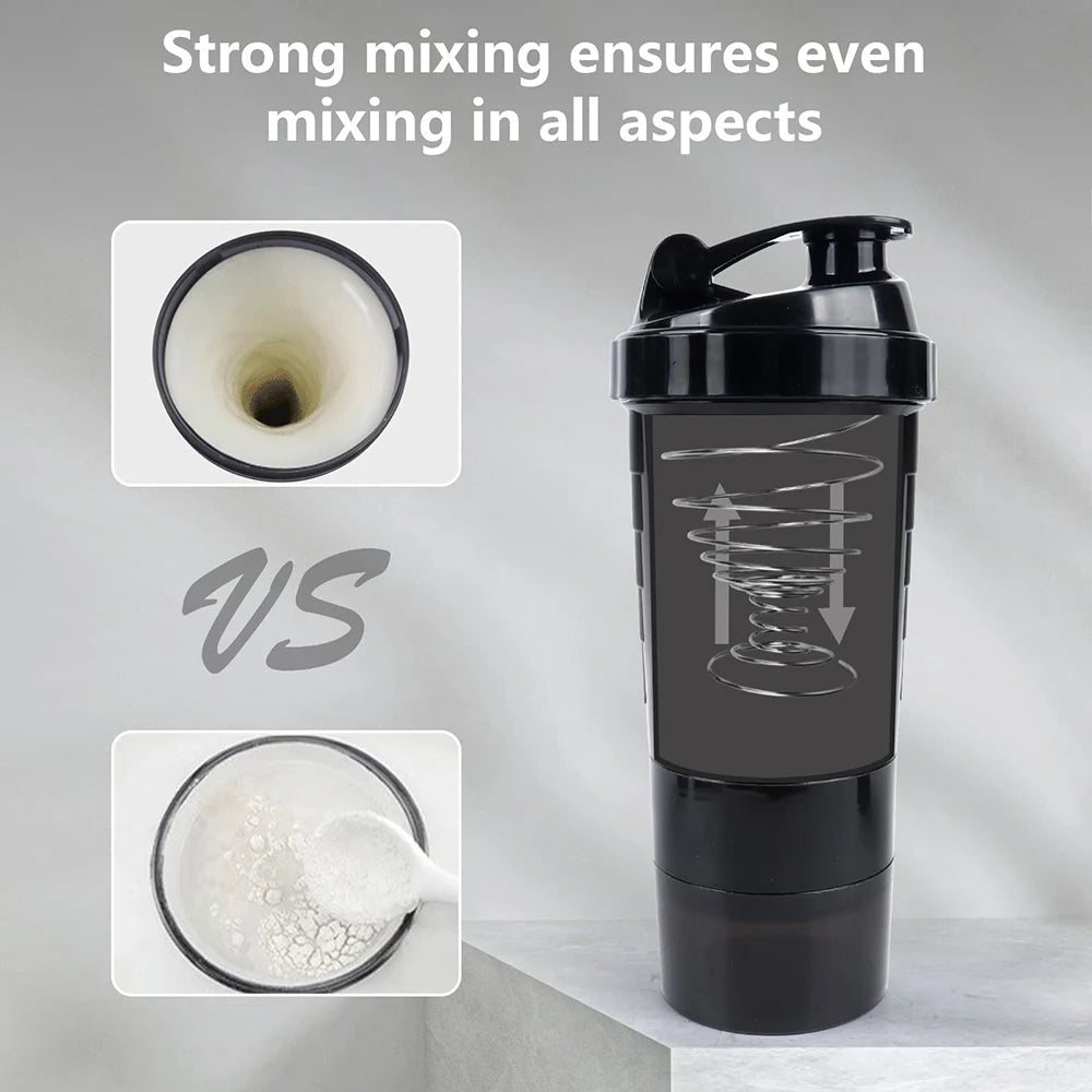 3-Schichten-Shaker Protein-Flasche Pulver-Shake-Cup Wasserflasche Kunststoff-Mischbecher Bodybuilding-Übungsflasche - Elite Pup Finds Store  Hunde Accessoires 