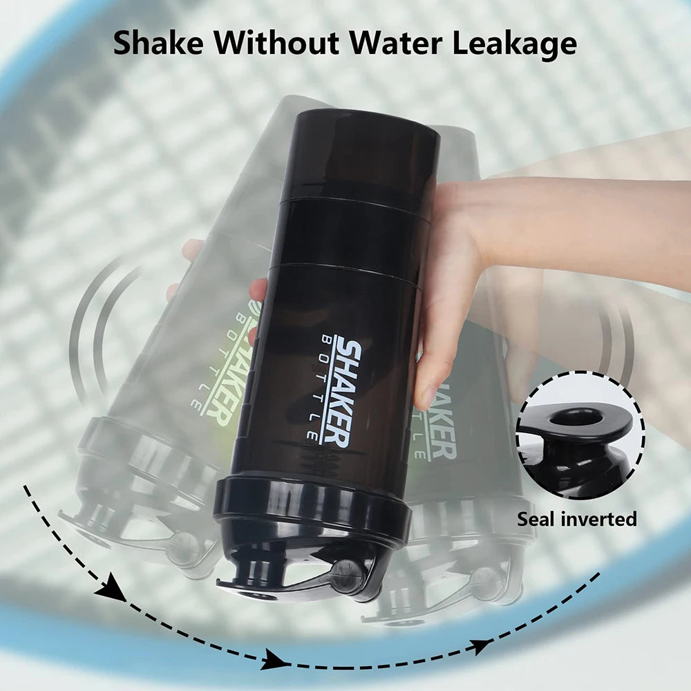 3-Schichten-Shaker Protein-Flasche Pulver-Shake-Cup Wasserflasche Kunststoff-Mischbecher Bodybuilding-Übungsflasche - Elite Pup Finds Store  Hunde Accessoires 