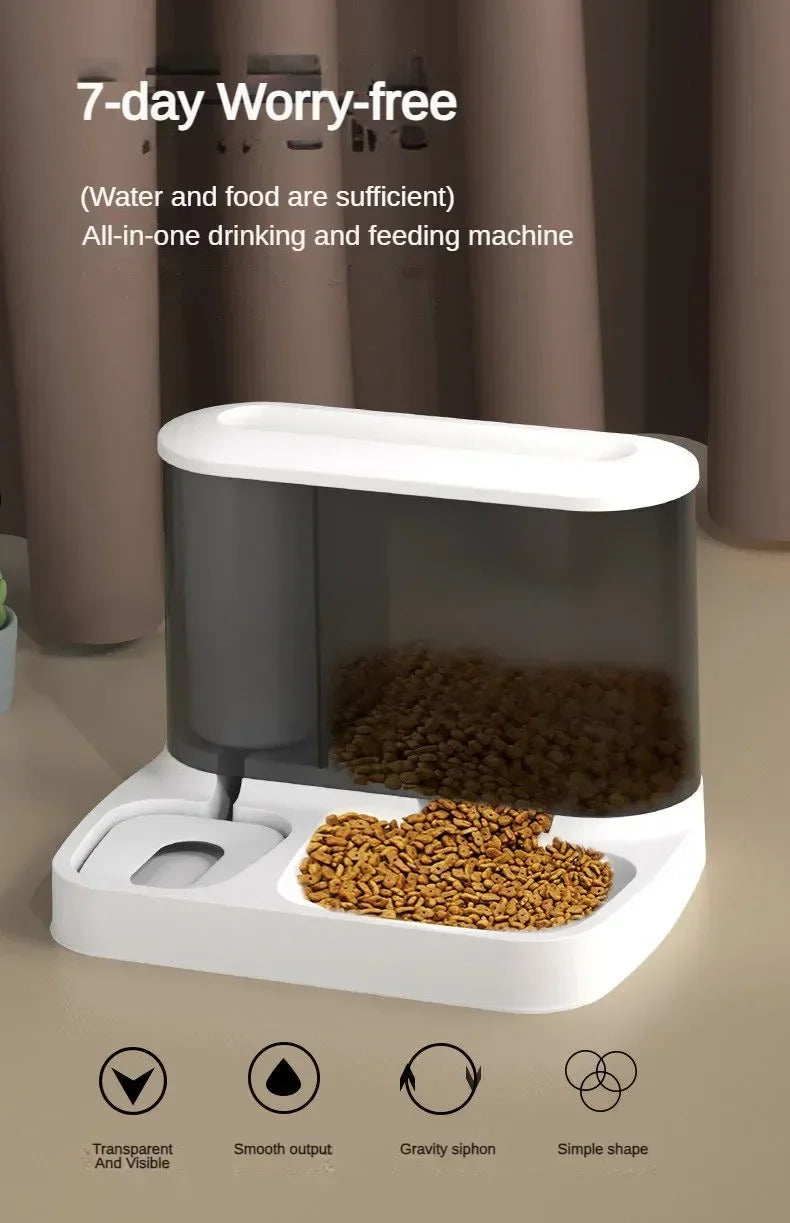 KOSTELOSE VERSAND.---2-in-1-Futterautomat für Haustiere, Vorratsbehälter für Trockenfutter, großer, sichtbarer Wasserbrunnen aus Kunststoff für Haustiere, automatischer Futterspender für Haustiere - Elite Pup Finds Store  Hunde Accessoires 