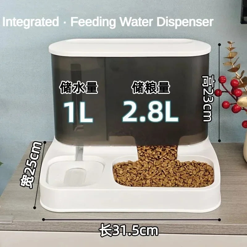 KOSTELOSE VERSAND.---2-in-1-Futterautomat für Haustiere, Vorratsbehälter für Trockenfutter, großer, sichtbarer Wasserbrunnen aus Kunststoff für Haustiere, automatischer Futterspender für Haustiere - Elite Pup Finds Store  Hunde Accessoires 