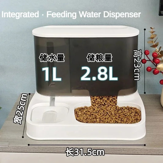 KOSTELOSE VERSAND.---2-in-1-Futterautomat für Haustiere, Vorratsbehälter für Trockenfutter, großer, sichtbarer Wasserbrunnen aus Kunststoff für Haustiere, automatischer Futterspender für Haustiere - Elite Pup Finds Store  Hunde Accessoires 